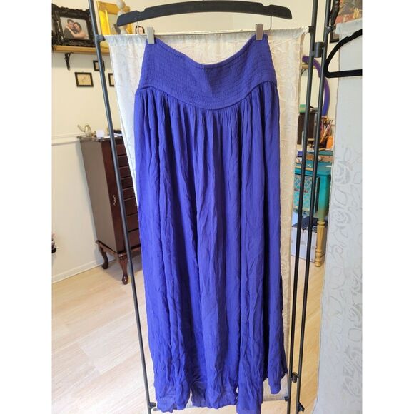New sz L Large 8/10 free people blue be mine 2 piece crop top maxi slit skirt - Picture 3 of 7